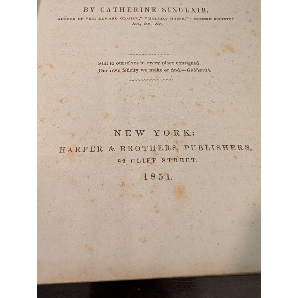 Jane Bouverie Prosperity and Adversity Catherine Sinclair 1851 Antique Book
